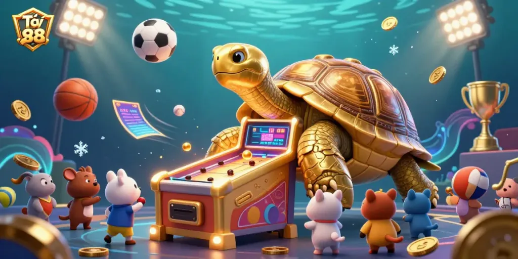 Tải go 88 download for mobile players featuring a vibrant tortoise pinball machine.