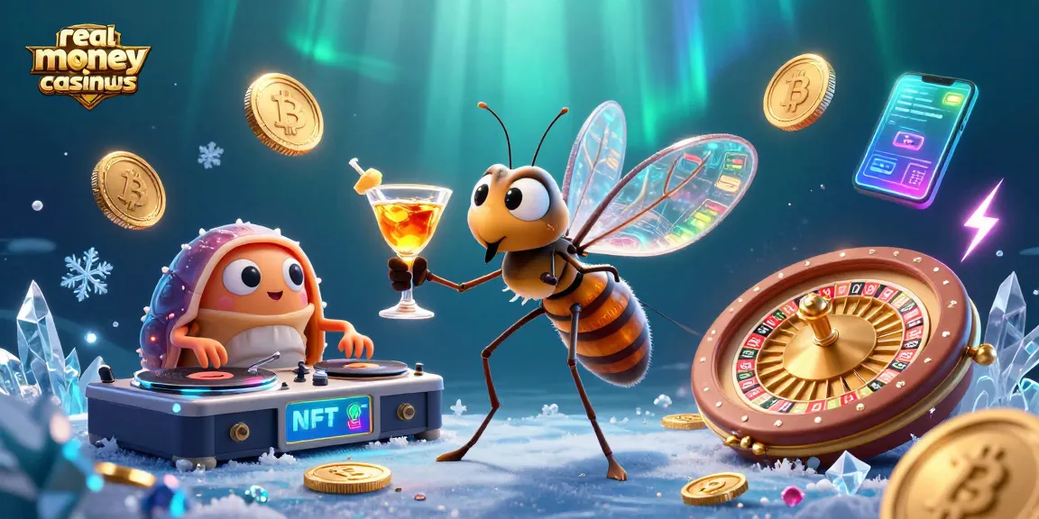 Experience real money casinos casinous with a vibrant 3D casino illustration featuring crypto themes.