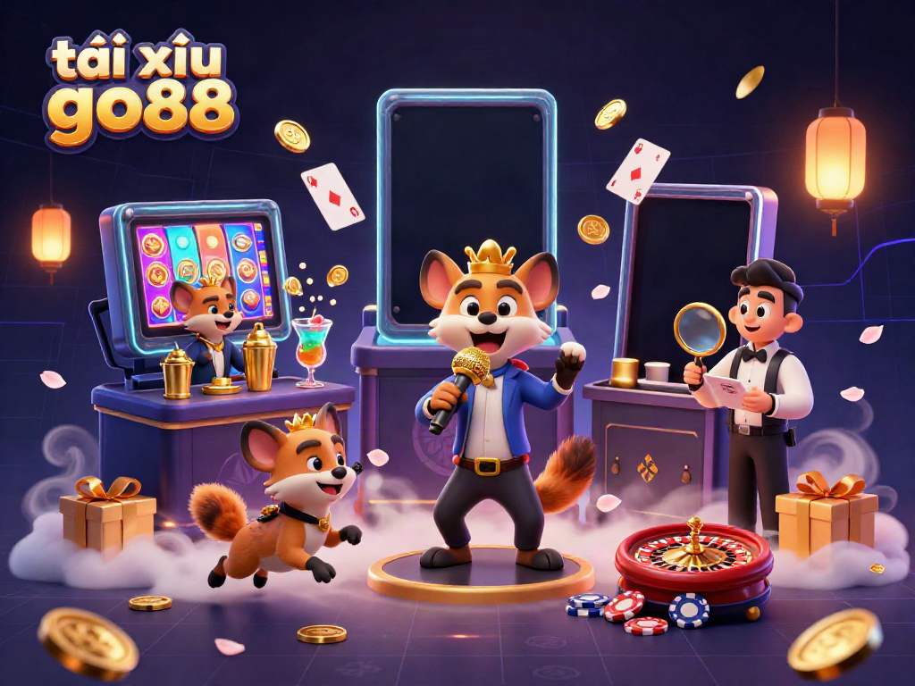 Join the fun at tài xỉu go88 with lively hyenas, cocktails, and casino games in this vibrant scene.
