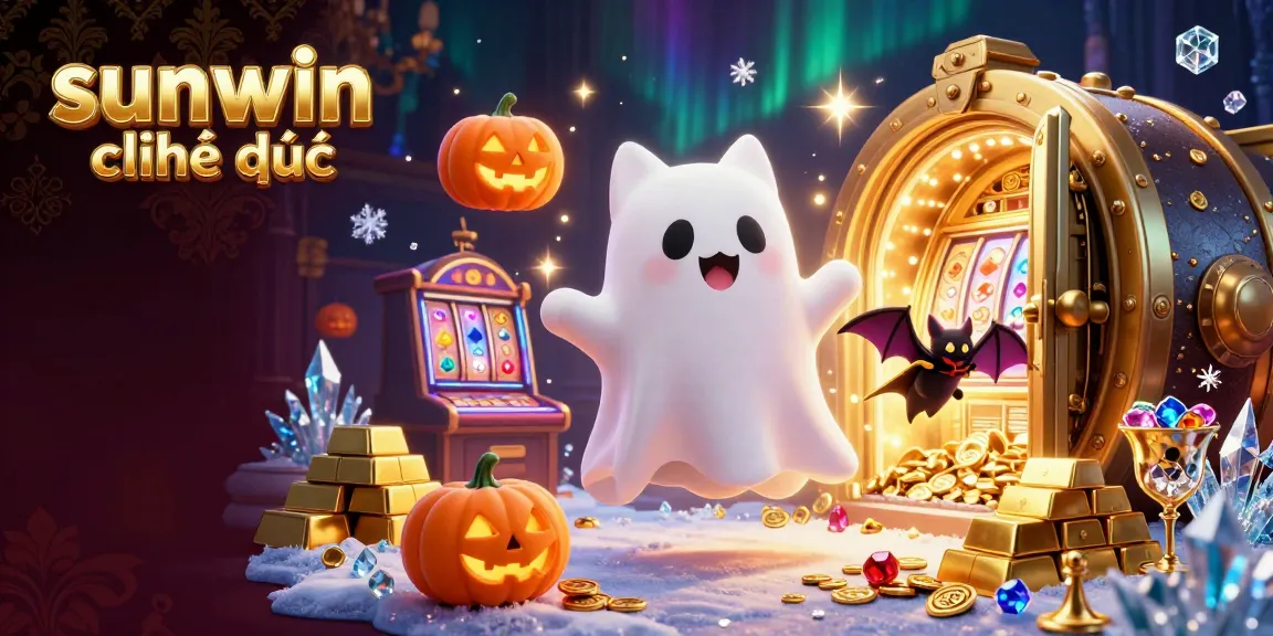 Experience the excitement at sunwin chính thức with a ghost cat and vibrant casino elements.